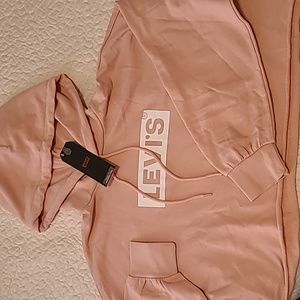 Levi's cropped hoodie size Medium pink NWT